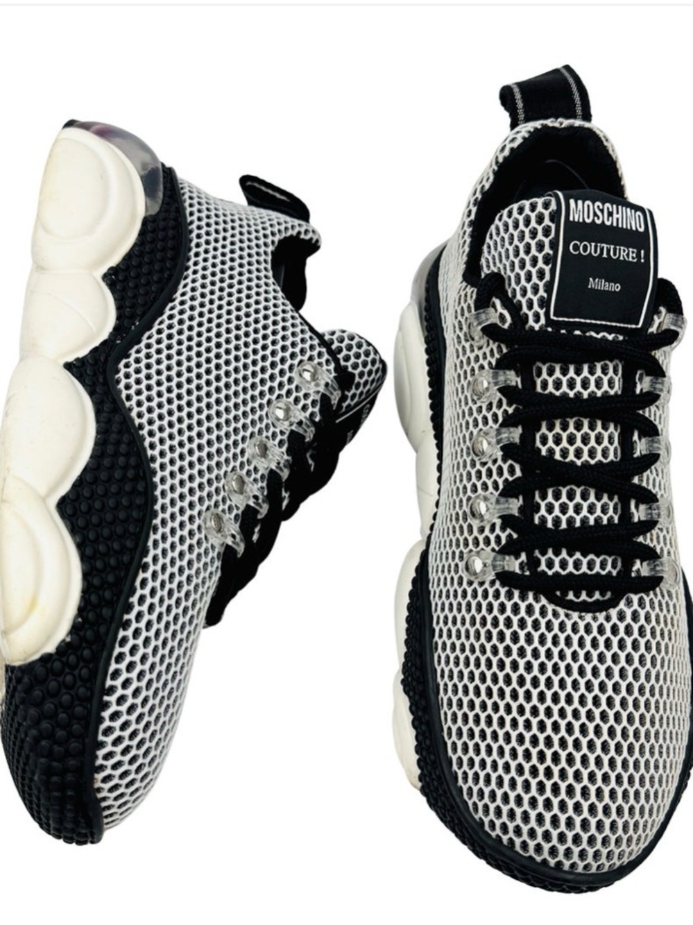 MOSCHINO Teddy Bear Mesh Sneakers (Black/White)